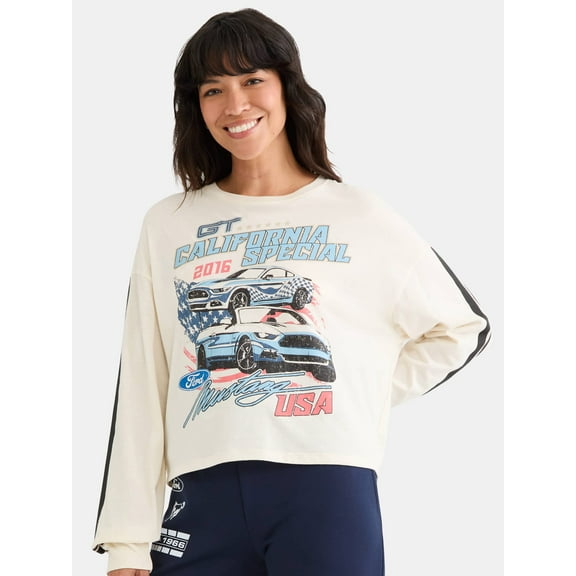 Ford Mustang Women's Graphic Tee with Long Sleeves, Sizes XXS-XXL