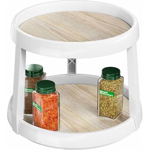 2-Tier Lazy Susan Spice Organizer, 10-Inch Diameter, Maple