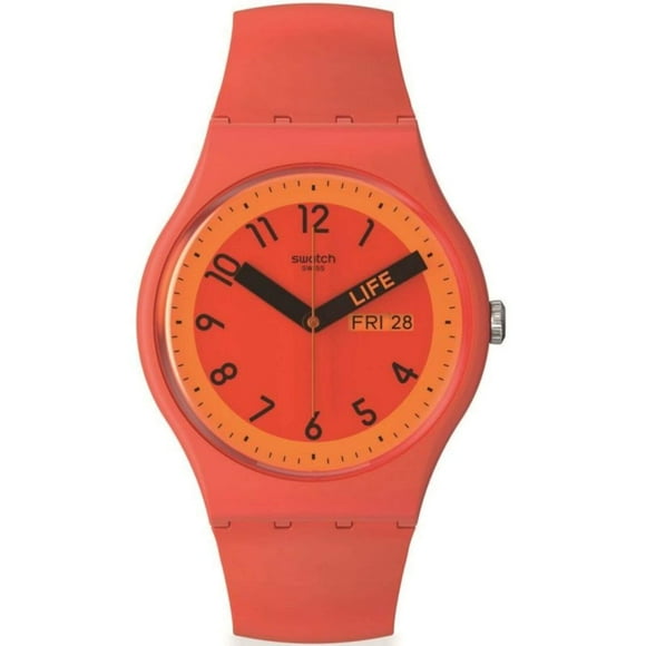 Swatch SO29R705 Unisex Pride Proudly Red Silicone Strap Watch