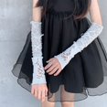thumbnail image 1 of Guantes de encaje blanco con mangas largas para mujer, finos, de estilo ballet, con protección solar para verano, 1 of 5