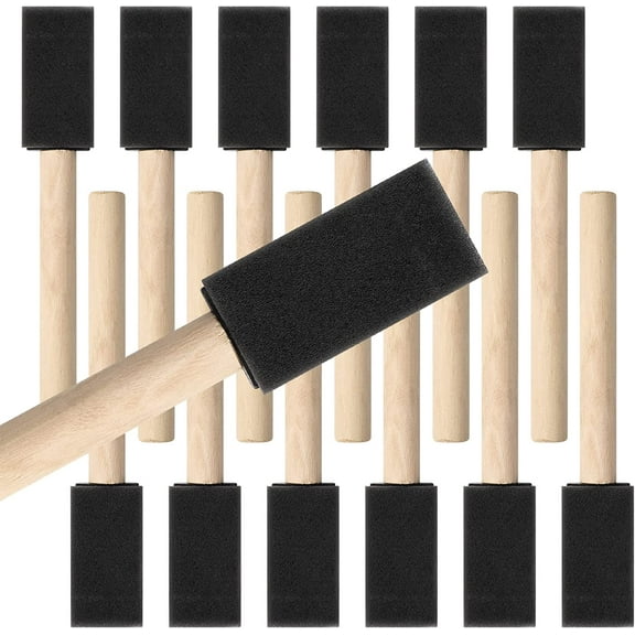 Poly Foam Paint Brushes, 12 Pack, 1 Inch Sponge Brushes for Painting, Paint Sponges Set, Light and Durable, Ideal for Painting and Cleaning