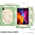 thumbnail image 3 of iPad Air 4th Generation Case for Kids,iPad Pro 11 Inch Case,Colorful Cute Heavy Duty Shockproof Kids Case Rugged Silicone Cover with Pencil Holder Hand Strap Stand Shoulder Strap,Green, 3 of 6