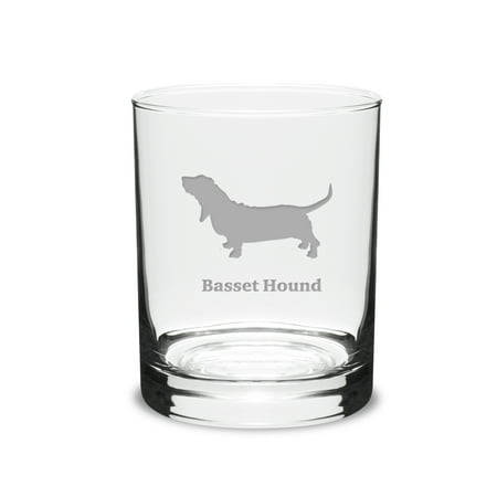 

Basset Hound Deep Etched 14 oz Classic Double Old Fashion Glass