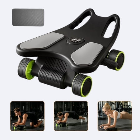 Ab Roller with Elbow Support, Ab Roller Board Core Workout Machine with 4 Wheels, Mini Pilates Reformer Equipment for Home Gym, Abdominal Full-Body Strength Exercise Trainer with Knee Pad