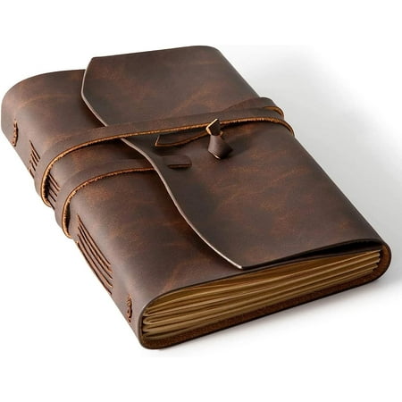 Leather Journal Notebooks for Work A5 Size Diary 6x8.1 Inch Genuine Leather Journals for Writing Vintage Style Personalized Journal Ideal for Women and Men Artists Travelers Dark Brown