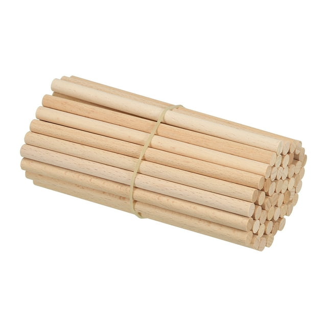 Unique Bargains 5/16 x 6 Inch Dowel Rods Wood Sticks Unfinished Wooden Dowel Rods Round Dowels Sticks 50 Pcs
