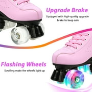 EONROACOO Pink Roller Skates for Women, Adult Light up Quad Skates(Women 7/Men 5.5)