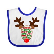 Inktastic Christmas Reindeer Face with Names and Red Nose Boys or Girls Baby Bib