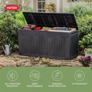 Keter Comfy 70 Gallon Durable Resin Outdoor Storage Deck Box Ideal Store Garden Tools and Pool Toys, Graphite Grey