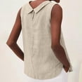 thumbnail image 3 of Womens Summer Casual Linen Sleeveless Tank Tops Basic Lightweight Crewneck Blouse Shirts Layering Tee, 3 of 6