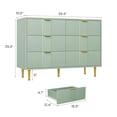thumbnail image 2 of Fluted Dresser for Bedroom with 6 Drawers, 39.4" Wide Modern Chest of Drawers with Metal Handle, Wooden Closet Clothes Storage Organizer for Living Room, Hallway, Olive Green, 2 of 8