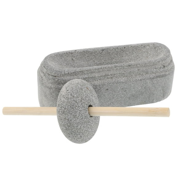 TABLZONE Stone Mortar and Pestle Set, Natural Grey Stone Manual for Home Kitchen Use, Easy to Clean, 1 Set