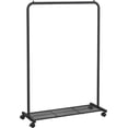 thumbnail image 1 of SONGMICS Perchero Burro con Ruedas, Perchero de Ropa, 40.5 x 91 x 158 cm, Estante de Malla Densa, 2 Frenos, Marco de Acero, Negro MHSR25BK, 1 of 8