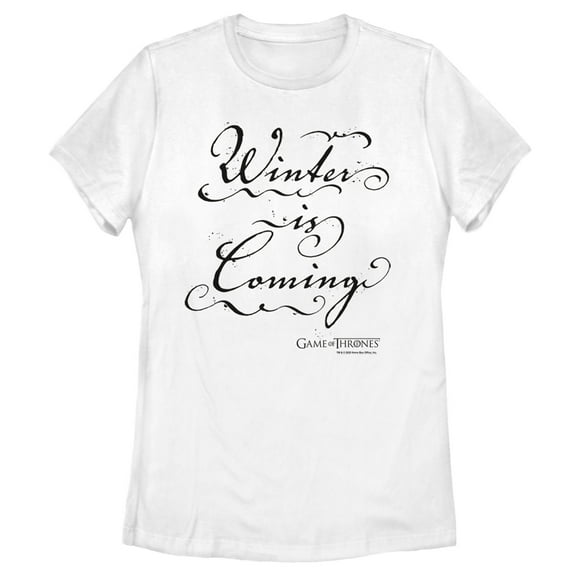 Women's Game of Thrones Winter is Coming Cursive Graphic Tee White Small