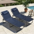 thumbnail image 4 of MRUAKA Outdoor Folding Chaise Lounge Chair, Heavy-Duty Portable Sun Lounger with 4 Adjustable Positions, Patio Beach Chair for Backyard, Poolside, Camping, Set of 2, Navy, 4 of 9