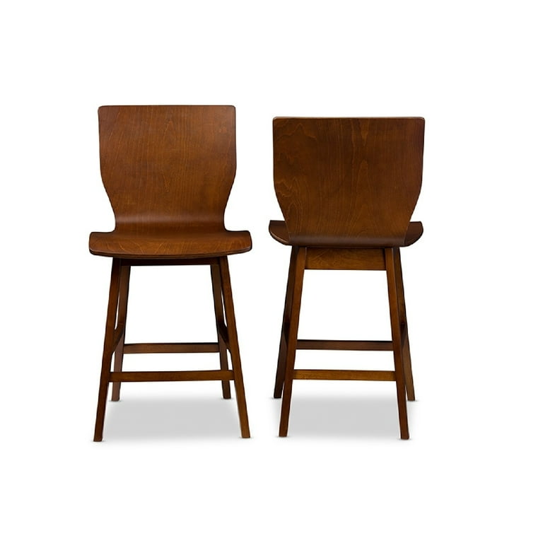 Baxton Studio Elsa Mid-century Modern Scandinavian Style Dark Walnut Bent Wood Counter Stool - Set of 2 Baxton Studio Elsa Mid-century Modern Scandinavian Style Dark Walnut Bent Wood Counter Stool - Set of 2