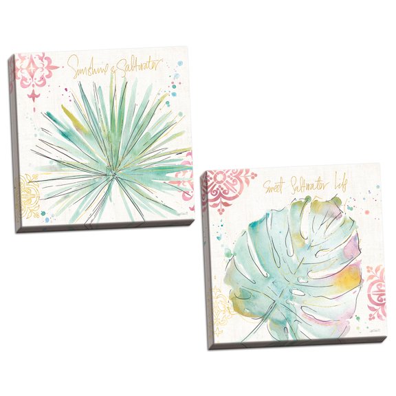 Gango Home Decor Tropical Palm Passion IV & Palm Passion V by Anne Tavoletti (Ready to Hang); Two 12x12in Hand-Stretched Canvases