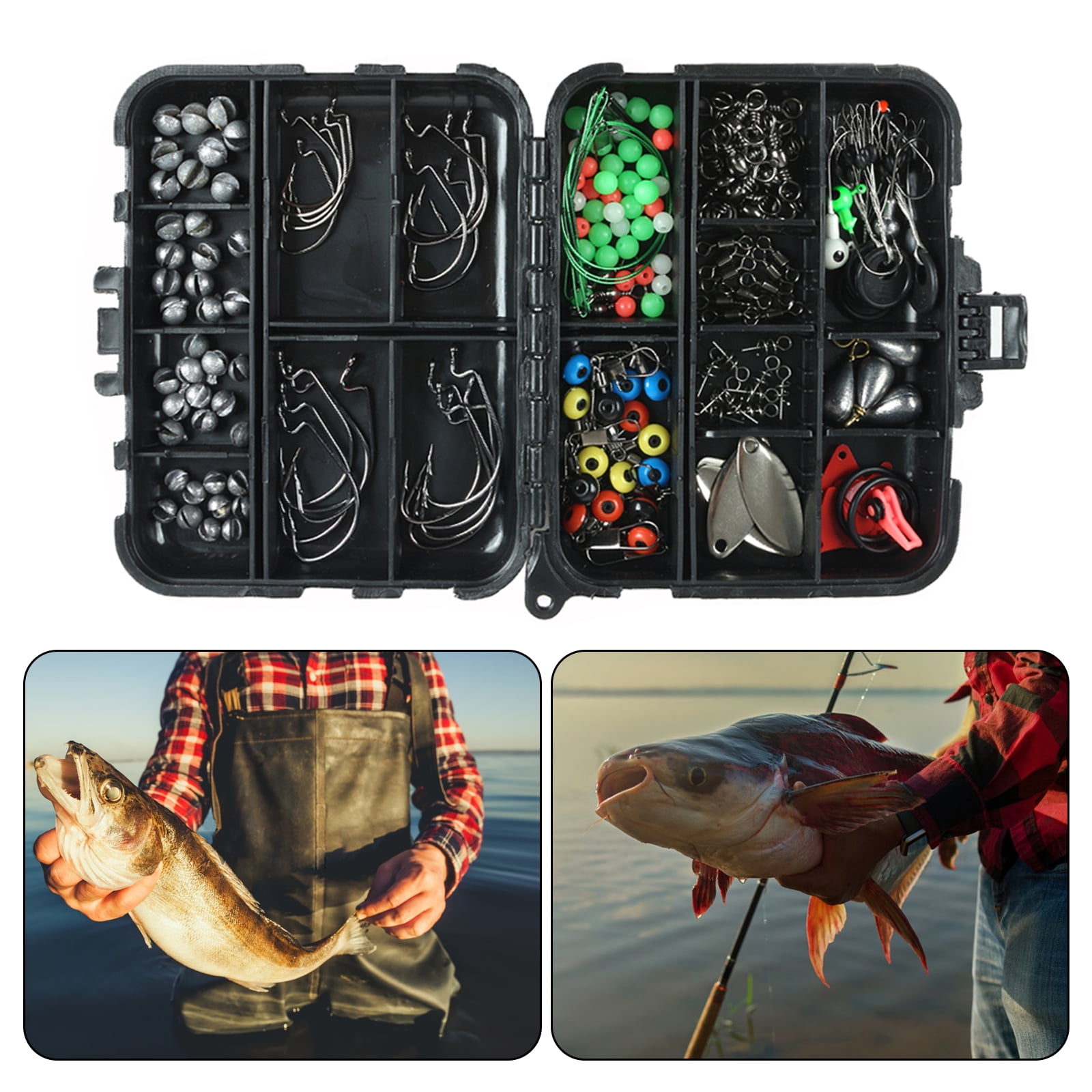 RUNCL 170pcs Fishing Accessories Kit Including Jig Hooks fishing
