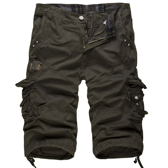 Teyfeniy Lightweight Cargo Shorts for Mens Summer Multi Pockets with Zipper and Button Casual Solid Color Hiking Work Travel Golf Camping Comfy Fashion Stylish Shorts