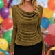 thumbnail image 1 of Xuyuer Women's Solid Color V-Neck Long Sleeve Pullover, Pile Casual Fashion Top for Women's Blouses Collection, 1 of 9