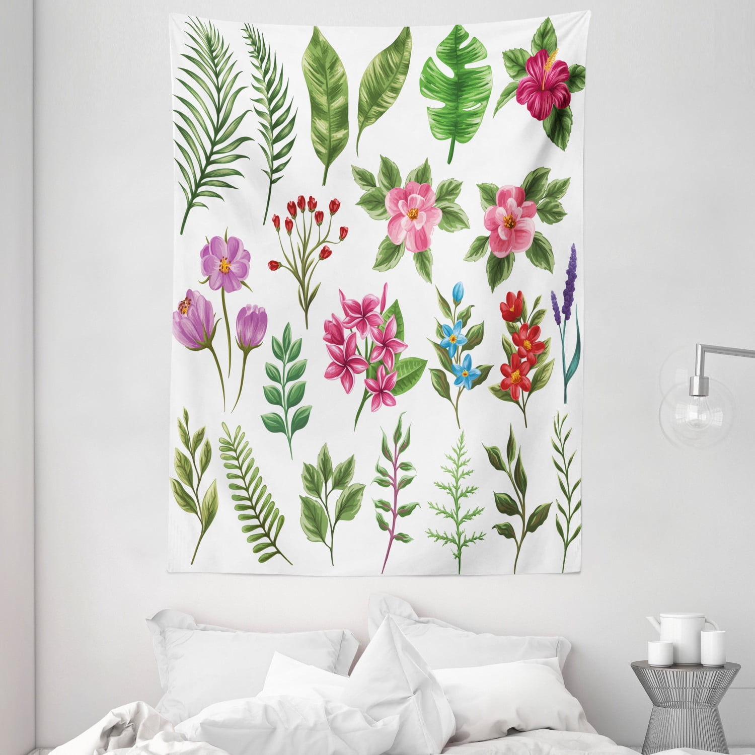 Simple Art Flower＆ Plant Print Tapestry Hippie Wall Hanging Home Decor Bedspread 