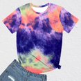 thumbnail image 2 of CHOK Hauts d'Été pour Femmes, T-Shirt Imprimé Teinture sur Nœuds à Col Rond et Manches Courtes, Tunique Décontractée pour Vacances, 2 of 5
