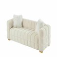 thumbnail image 6 of GVN Futon Couch, Sofa Loveseat, Lazy Sofa,(Beige) Wide Square Arm Teddy Velvet Rectangular Sofa, 2 Pillows, 6 of 12