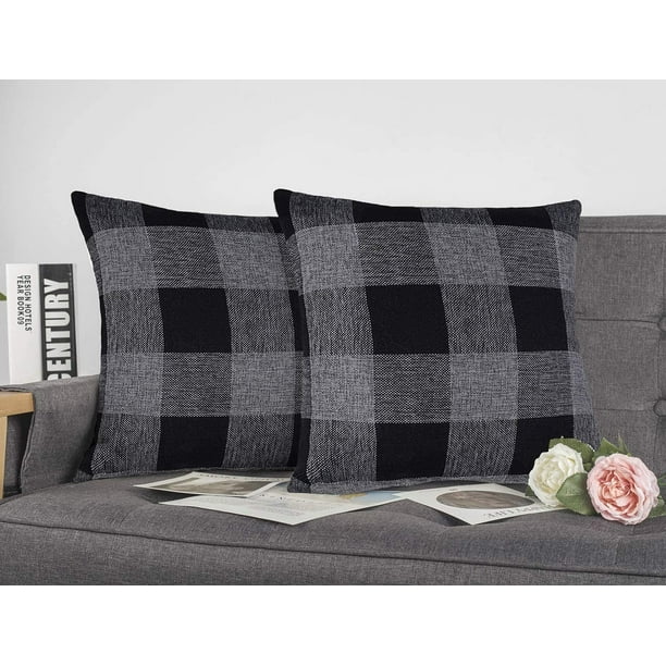 Navy buffalo plaid clearance pillow