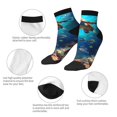 thumbnail image 5 of Rateoe Underwater Fish Turtle Pattern Quarter Crew Socks,Toe Seamed Ankle Socks,Cotton Cushioned Breathable Athletic Crew Sports Socks, 5 of 7