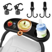 FZNKRAG Stroller Snack Tray with Cup Holder Universal Stroller Food Tray Removable Baby Snack Tray with Adjustable Buckle and Hooks Reusable Stroller Snacks Holder for Strollers