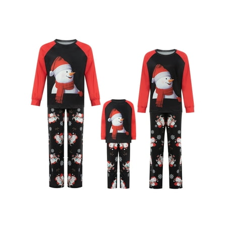 

wybzd Matching Family Christmas Snowman Pajamas Xmas Pjs Women Men Holiday Long Sleeve Nightwear
