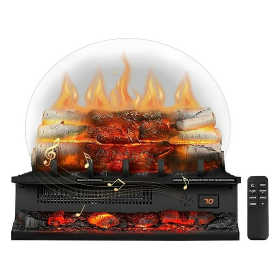 Electric Fireplace Log Heater,20" Fireplace Inserts with Crackling Sound,5 Flame Brightness,Heater 750W/1500W, Control&Timer,Overheating Protection for Home and Office Decor