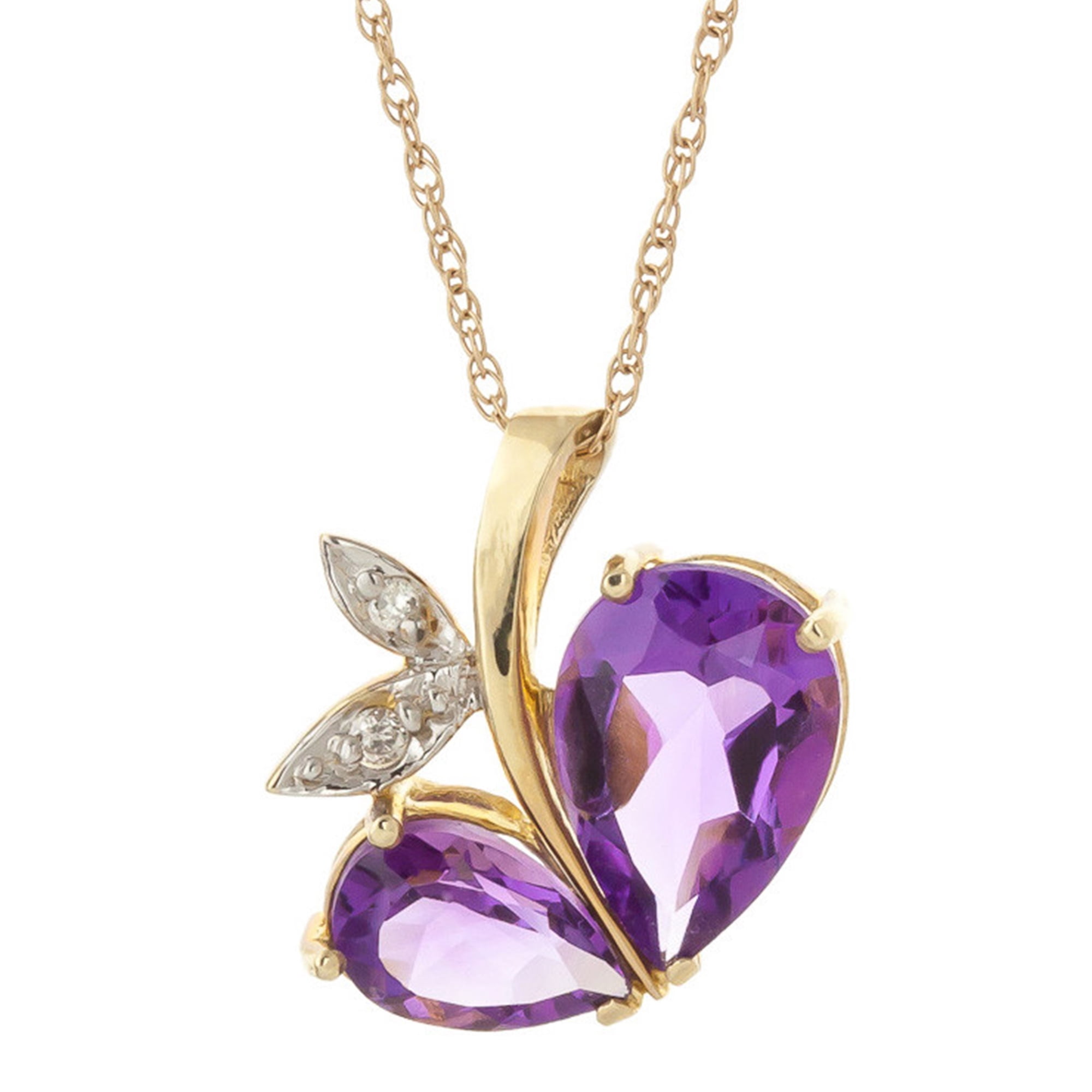 Galaxy Gold 14K Solid Gold Natural Diamond & Amethyst Necklace for Women - Yellow Gold Fine Jewelry