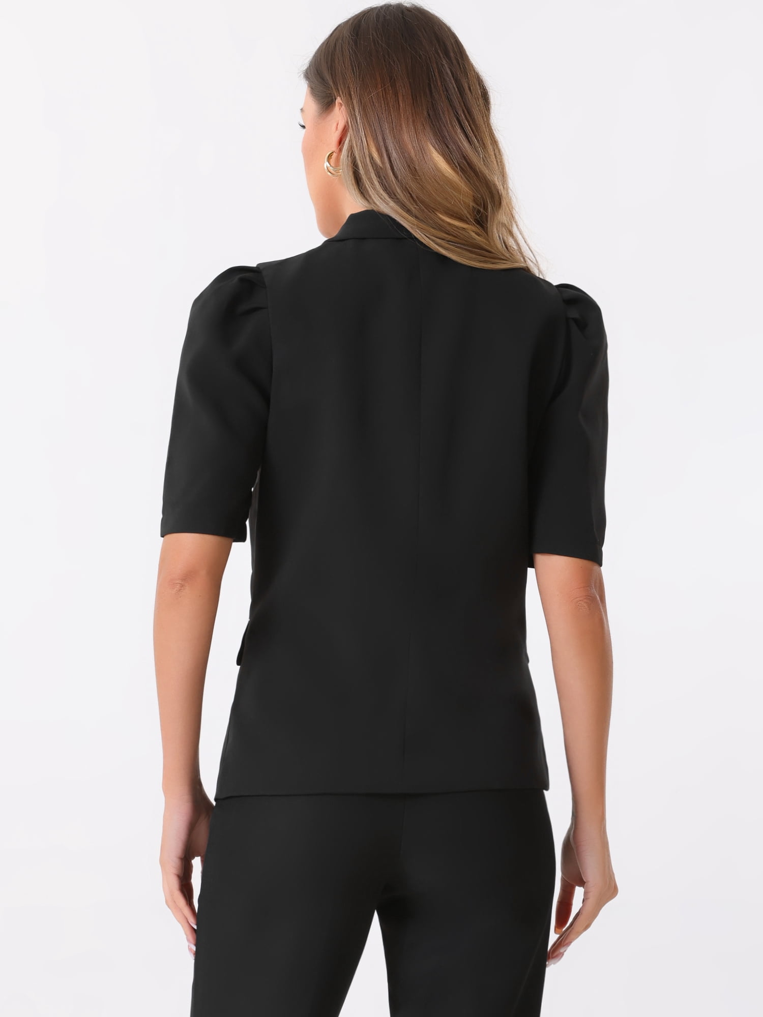 DARING DIVA Women's Lapel Collar Buttoned Summer Office Jacket S Black