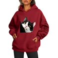 thumbnail image 1 of WEAIXIMIUNG Sweat à Capuche pour Femmes, Imprimé Chat et Chien, Décontracté, avec Cordon de Serrage, 1 of 5