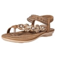 thumbnail image 7 of Rokment Womens Sparkly Rhinestones Flower Bow Beaded Orthopedic Sandals with Arch Support Comfortable Ortho Low Heels Slingback Dressy Flip Flops Beach Summer Casual Shoes Brown Size 9.5, 7 of 7