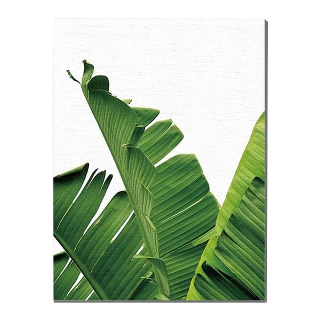 Cuadro moderno al óleo sobre lienzo con hojas de plantas tropicales sin marco, ideal para el hogar. L