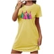 thumbnail image 1 of Camisón corto navideño para mujer, talla grande, con cuello redondo estampado y mangas cortas, para el pecho., 1 of 2