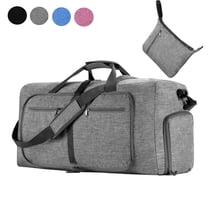 Bxaolu Foldable Travel Duffle Bag, 65L Packable Collapsible Waterproof Travel Duffel Bag for Men and Women with Shoes Compartment, Gray