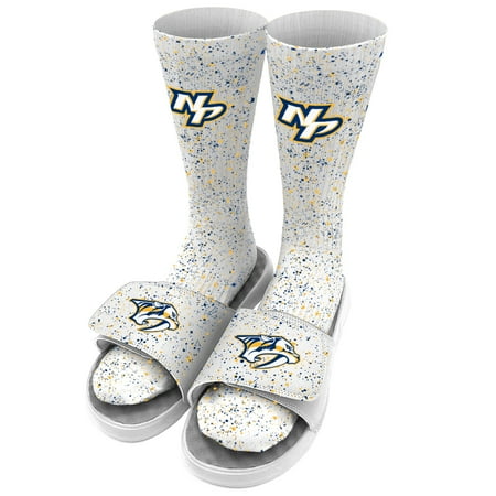 

Men s ISlide White Nashville Predators Speckle Socks & Slide Sandals Bundle