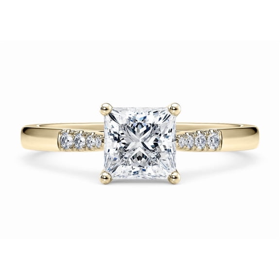 1.5 CT Princess Cut Lab Grown Diamond Engagement Ring for Women in 10K Yellow Gold