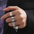 thumbnail image 1 of HOT Fashion Punk Simple Silver Color Metal Chain Open Finger Ring Set For Women Men Unisex Mittens Wrist Rings Punk Hiphop Jewelry, 1 of 4