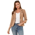 thumbnail image 1 of Blazer De Solapa Con Muescas Y Mangas 3/4 A Rayas Para Mujer marrón M, 1 of 6