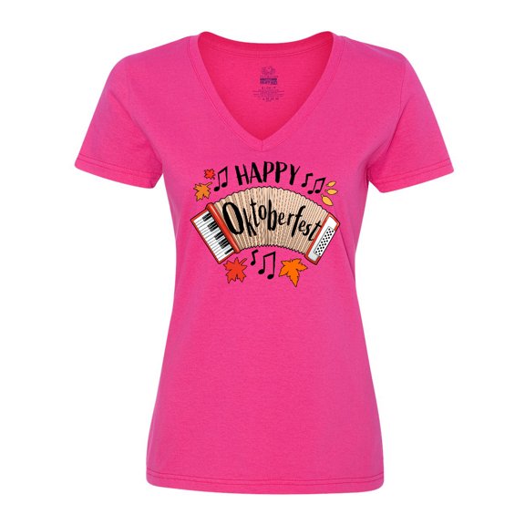 Inktastic Happy Oktoberfest- Accordian Women's V-Neck T-Shirt