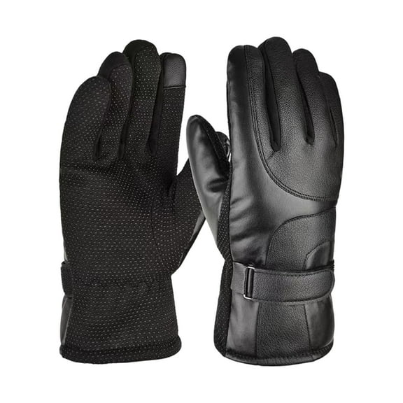 Chanana Waterproof Leather Winter Motorcycle Gloves Touchscreen Windproof Thermal Fleece Lined Thick Warm Outdoor Riding Gloves For Cold Weather