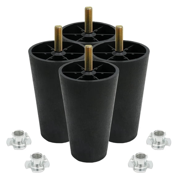 4Pcs 5 inch Sofa Legs, Round Tapered Plastic Couch Legs Replacement Furniture Le