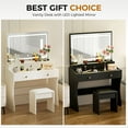 thumbnail image 2 of COMHOMA Makeup Vanity Desk with Mirror and Lights, Vanity Table and Chair Set with 5 Drawers and Charging Station, Black, 2 of 8