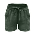 thumbnail image 6 of Bloomae Bermuda Shorts for Women Summer Casual Waffle Knit Soft Comfy Beach Lounge Shorts Drawstring Elastic Waist Lightweight Shorts with Pockets Army Green XXL, 6 of 7