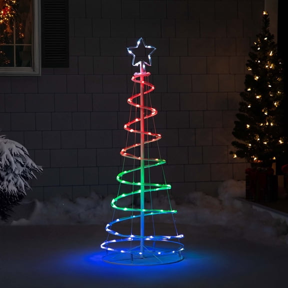 Northlight LED Lighted Color Changing Multi-Function Outdoor Spiral Christmas Tree - 4' - Multi