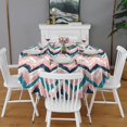 thumbnail image 2 of Round Waterproof Tablecloth 60×60 Inch, Classic Bohemian Repeating Geometric Pattern Boho Reusable Indoor/Outdoor Durable Table Cover for Party Kitchen Dinner Room Decor, 2 of 6